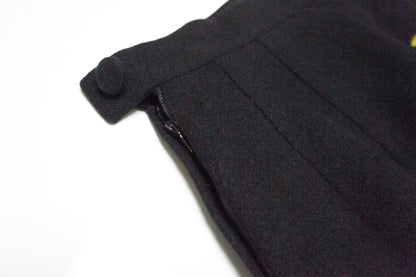 80's Issey Sport Black Wool Floral Embroidered Skirt