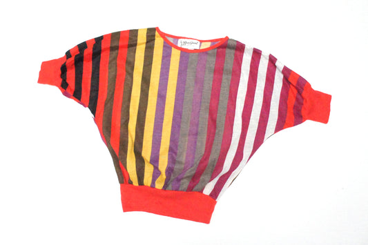 70's Multicolor Striped Sheer Pullover
